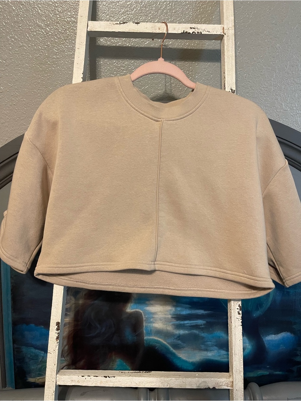 Cropped Crewneck Short Sleeve Top in Beige - Modern Everyday